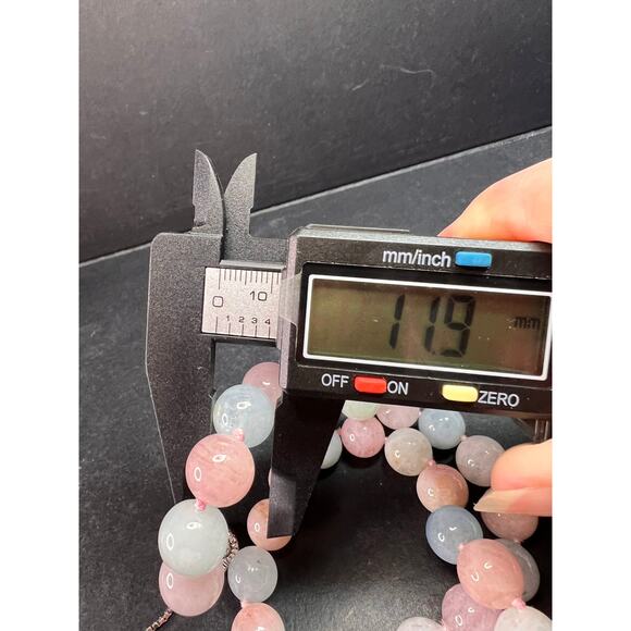 Modern Multi Beryl Bolo Necklace 12mm Morganite Aquamarine Sterling - Picture 13 of 13